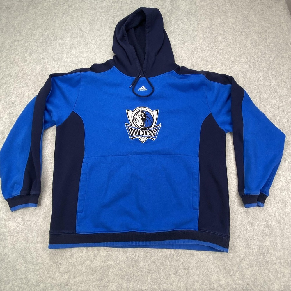 Dallas Mavericks Hoodie Sweatshirt Mens Large Blue NBA Basketball Adidas Fleece